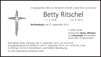 Anzeige von Betty Ritschel von MGO