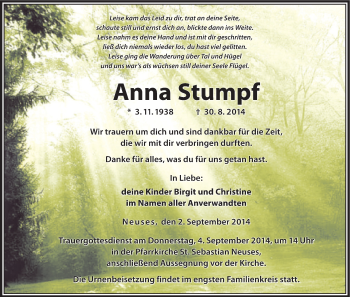 Anzeige von Anna Stumpf von MGO