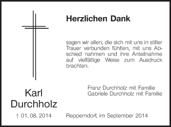 Anzeige von Karl Durchholz von MGO