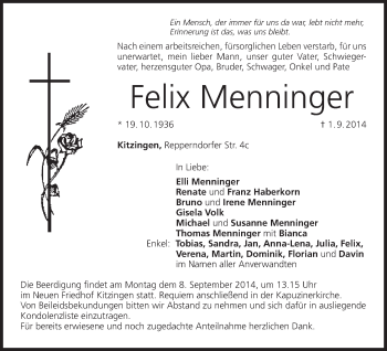 Anzeige von Felix Menninger von MGO