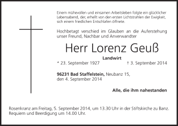 Anzeige von Lorenz Geuß von MGO