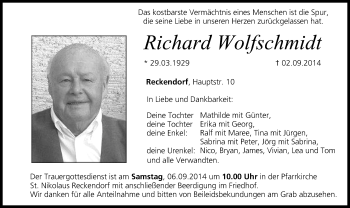 Anzeige von Richard Wolfschmidt von MGO