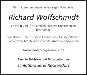 Anzeige von Richard Wolfschmidt von MGO