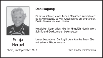 Anzeige von Sonja Herpel von MGO