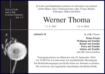 Anzeige von Werner Thoma von MGO