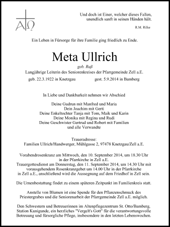 Anzeige von Meta Ullrich von MGO