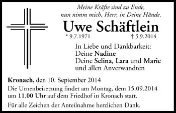 Anzeige von Uwe Schäftlein von MGO