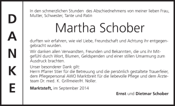 Anzeige von Martha Schober von MGO