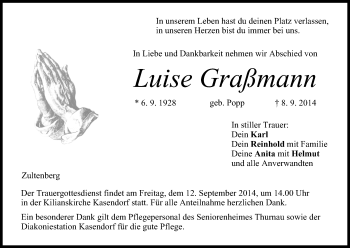 Anzeige von Luise Graßmann von MGO