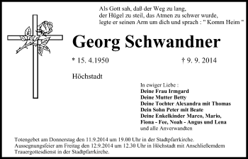 Anzeige von Georg Schwandner von MGO