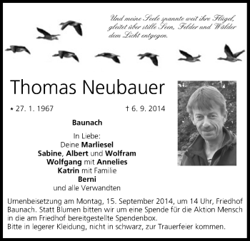Anzeige von Thomas Neubauer von MGO