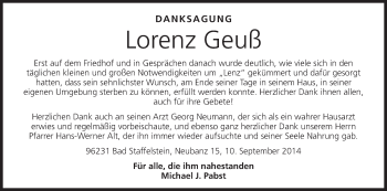 Anzeige von Lorenz Geuß von MGO
