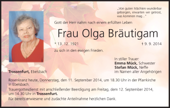 Anzeige von Olga Bräutigam von MGO