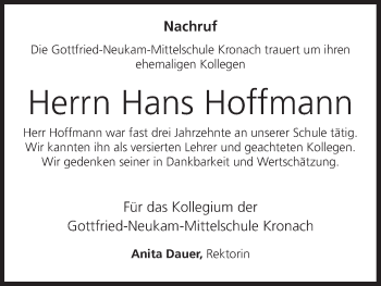 Anzeige von Hans Hoffmann von MGO