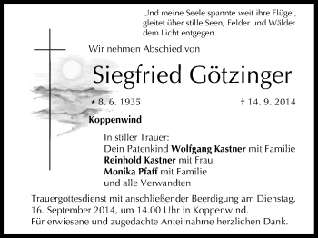 Anzeige von Siegfried Götzinger von MGO