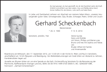 Anzeige von Gerhard Scheckenbach von MGO