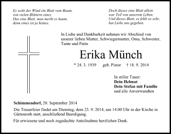 Anzeige von Erika Münch von MGO
