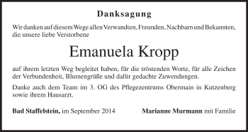 Anzeige von Emanuela Kropp von MGO
