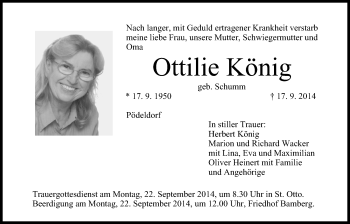 Anzeige von Ottilie König von MGO