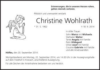 Anzeige von Christine Wohlrath von MGO