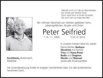 Anzeige von Peter Seifried von MGO