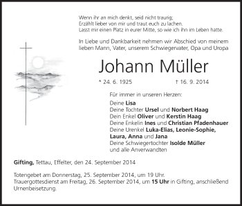 Anzeige von Johann Müller von MGO