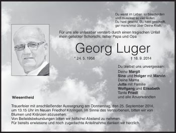 Anzeige von Georg Luger von MGO