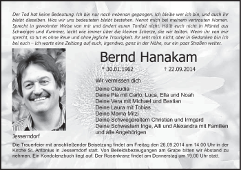 Anzeige von Bernd Hanakam von MGO