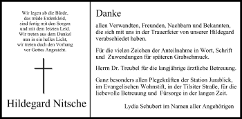 Anzeige von Hildegard Nitsche von MGO