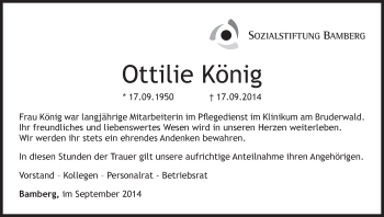 Anzeige von Ottilie König von MGO