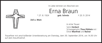 Anzeige von Erna Braun von MGO