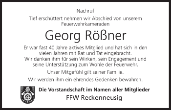 Anzeige von Georg Rößner von MGO