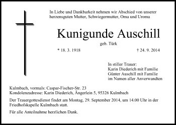 Anzeige von Kunigunde Auschill von MGO