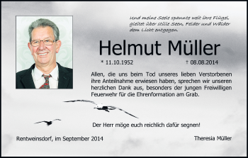Anzeige von Helmut Müller von MGO