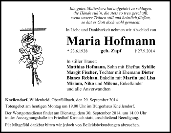 Anzeige von Maria Hofmann von MGO
