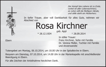 Anzeige von Rosa Kirchner von MGO
