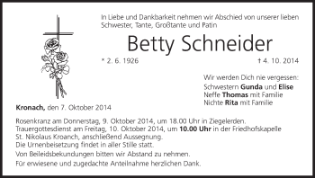 Anzeige von Betty Schneider von MGO
