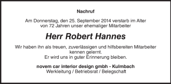 Anzeige von Robert Hannes von MGO