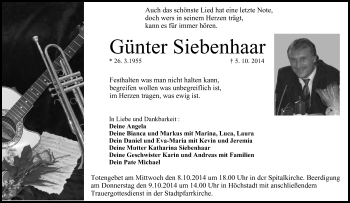 Anzeige von Günter Siebenhaar von MGO