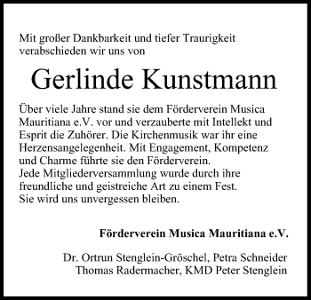 Anzeige von Gerlinde Kunstmann von MGO