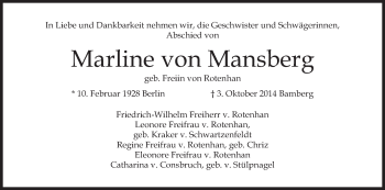Anzeige von Marline von Mansberg von MGO