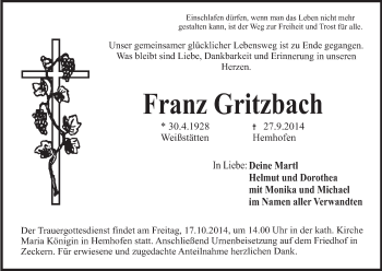 Anzeige von Franz Gritzbach von MGO