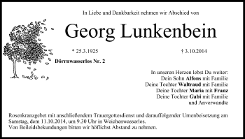 Anzeige von Georg Lunkenbein von MGO