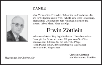 Anzeige von Erwin Zöttlein von MGO