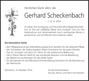 Anzeige von Gerhard Scheckenbach von MGO