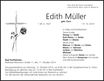 Anzeige von Edith Müller von MGO