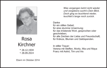 Anzeige von Rosa Kirchner von MGO