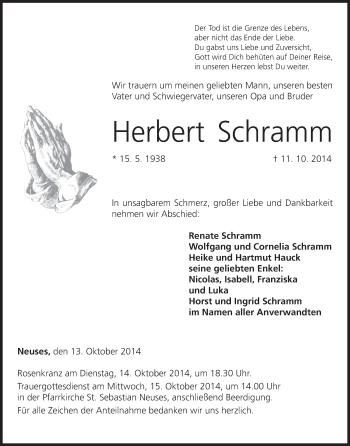 Anzeige von Herbert Schramm von MGO