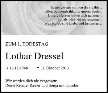 Anzeige von Lothar Dressel von MGO