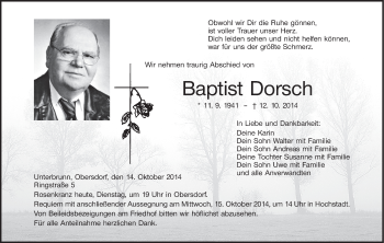 Anzeige von Baptist Dorsch von MGO